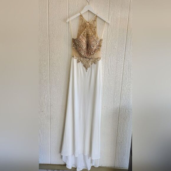 Cinderella beaded white prom gown dress - Picture 1 of 9